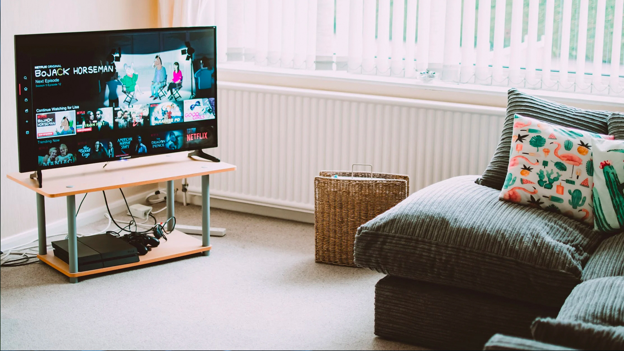 tv with streaming in a living room